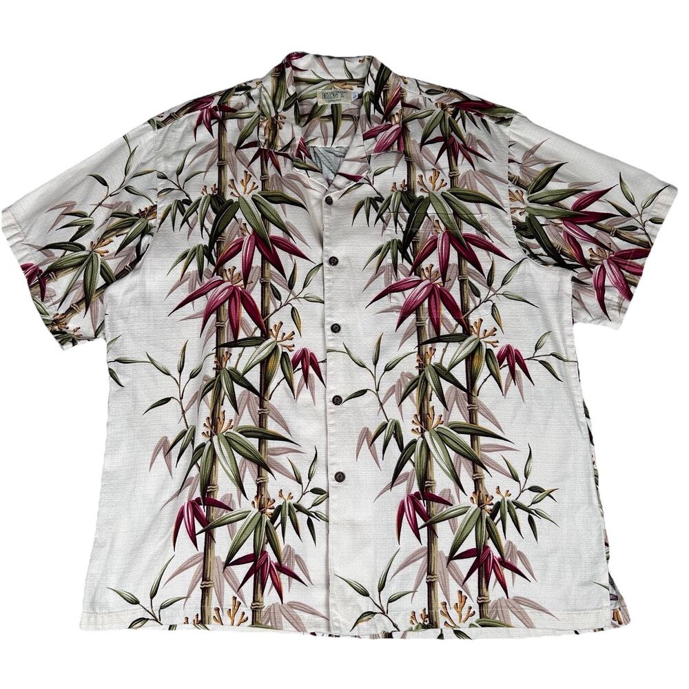 Newt Royal Hawaiian Bark Cloth Bamboo graphic made in USA Shirt Mens Sz L